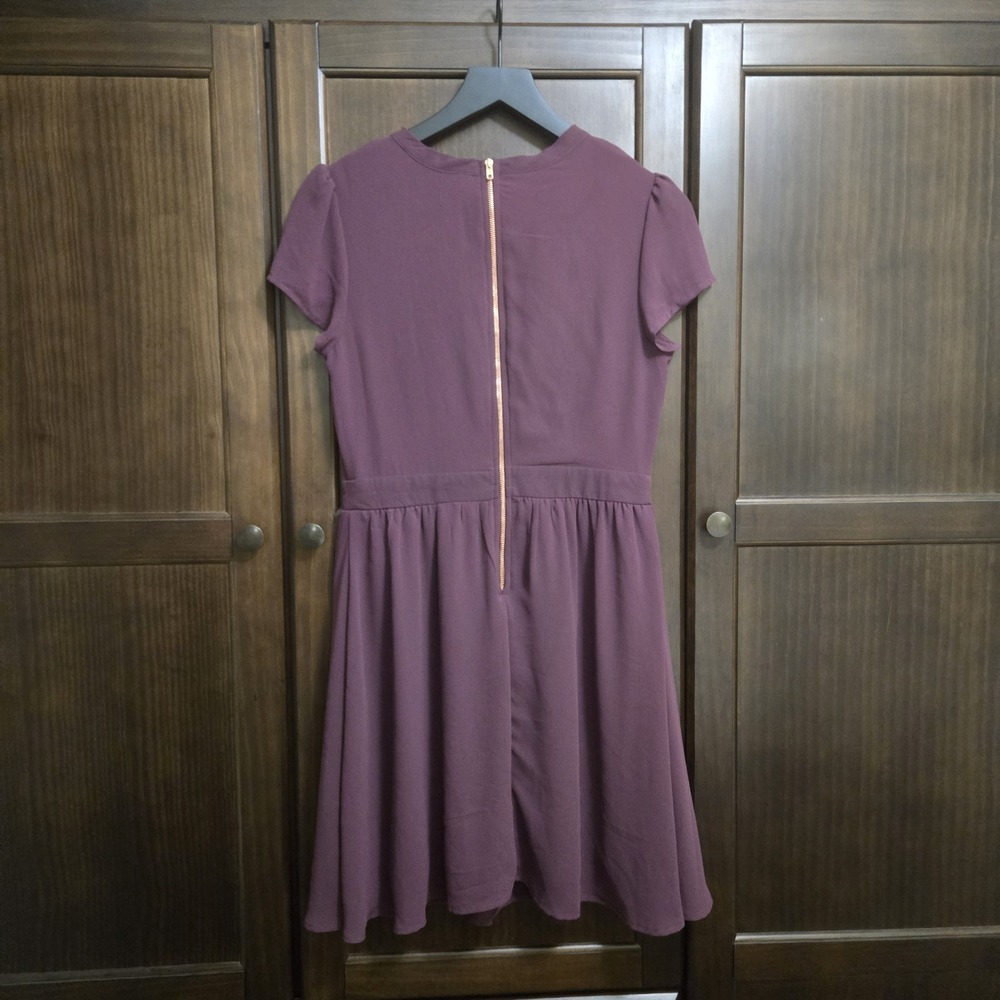 Xhilaration A Line Dress Plum Short Flutter Sleeve Zipper Criss Cross Y2K Small - Picture 3 of 12